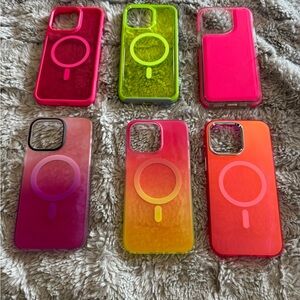 Vibrant Phone Case Set - Pink, Green, Orange iPhone 15 Pro max cases